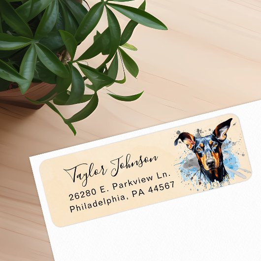 Dobermann Pincher Retouradres Label