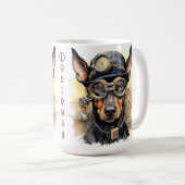 Dobermann Pincher Steampunk Hond Koffiemok (Voorkant rechts)
