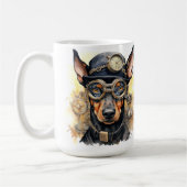 Dobermann Pincher Steampunk Hond Koffiemok (Links)