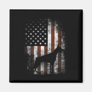 Dobermann Pinscher Amerikaanse Vlag Patriottische  Magneet