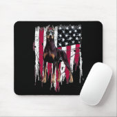 Dobermann Pinscher Amerikaanse Vlag VS Geweldig Muismat (Met muis)