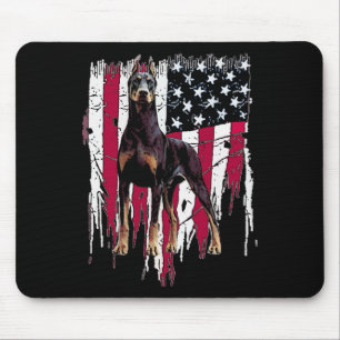 Dobermann Pinscher Amerikaanse Vlag VS Geweldig  Muismat