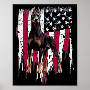 Dobermann Pinscher Amerikaanse Vlag VS Geweldig Poster