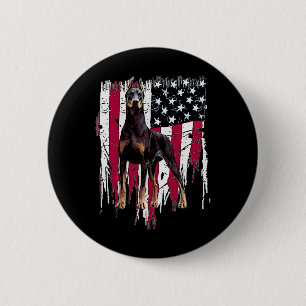 Dobermann Pinscher Amerikaanse Vlag VS Geweldig Ronde Button 5,7 Cm