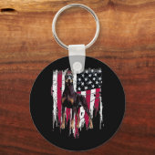 Dobermann Pinscher Amerikaanse Vlag VS Geweldig Sleutelhanger (Voorkant)