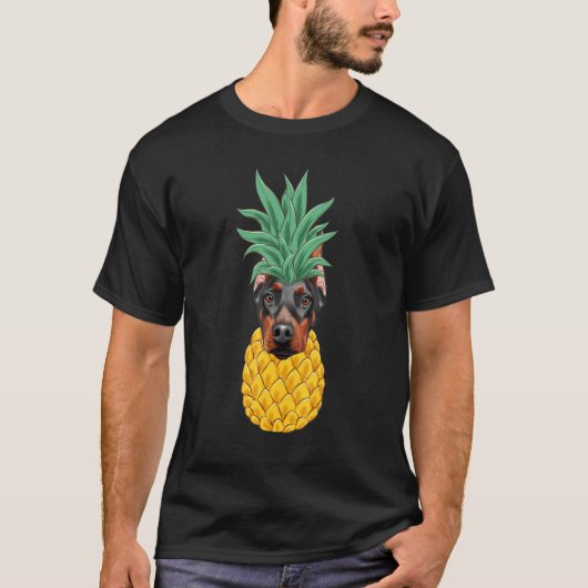 Dobermann Pinscher Ananas Hond T-shirt (Voorkant)