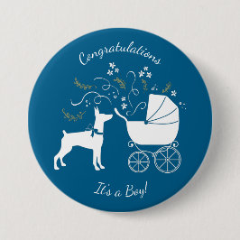 Dobermann Pinscher Baby shower Puppy Dog Dobie Ronde Button 7,6 Cm