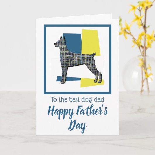 Dobermann Pinscher hond driekleur Vaderdag kaart (Gele Bloem)
