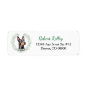 Dobermann Pinscher hond eucalyptusblad krans Etiket (Voorkant)
