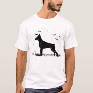 Dobermann Pinscher hond Halloween Maan Silhouet T-shirt