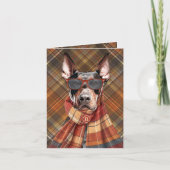 Dobermann Pinscher Hond Herfst Plaid Monogram Kaart (Voorkant)