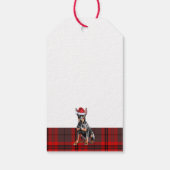 Dobermann Pinscher Hond Rode Plaid Kerstmis Cadeaulabel (Achterkant)