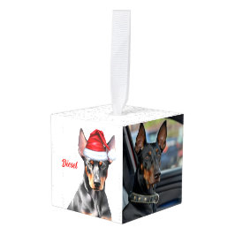 Dobermann Pinscher hond twee foto's Kerstvakantie Decoratie