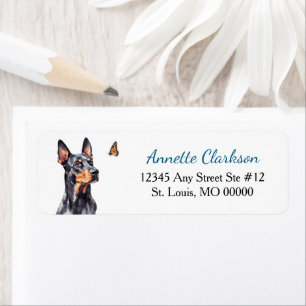 Dobermann Pinscher Hond Vlinder Wonder Etiket