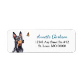 Dobermann Pinscher Hond Vlinder Wonder Etiket (Voorkant)