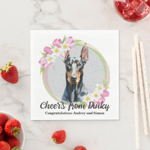 Dobermann Pinscher-honden bruiloft servetten met f