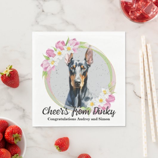 Dobermann Pinscher-honden bruiloft servetten met f (Insitu)