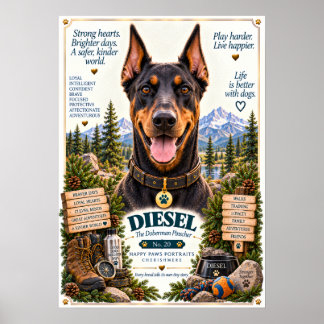 Dobermann Pinscher-hondenportret | Diesel Nr. 20 Poster