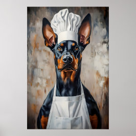 Dobermann Pinscher In Kooksmuts Poster, Grappig Hu Poster