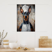 Dobermann Pinscher In Kooksmuts Poster, Grappig Hu Poster (Keuken)