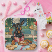 Dobermann Pinscher Kerstbakfeest Kerstmis Papieren Bordje (Feest)