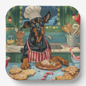 Dobermann Pinscher Kerstbakfeest Kerstmis Papieren Bordje (Voorkant)