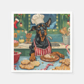Dobermann Pinscher Kerstbakfeest Kerstmis Servet (Voorkant)