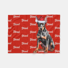 Dobermann Pinscher Kersthond Aangepaste Naam Kerst Fleece Deken