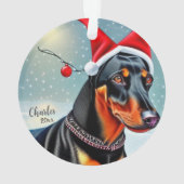 Dobermann Pinscher, Kerstman Hond, Kerst Ornament (achterkant)