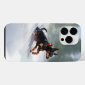 Dobermann Pinscher Kerstmis sneeuw winter iPhone Hoesje (Achterkant horizontaal)