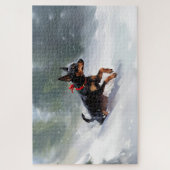 Dobermann Pinscher Kerstmis sneeuw winter Legpuzzel (Verticaal)