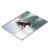 Dobermann Pinscher Kerstmis sneeuw winter Notitieboek (Linkerzijde)