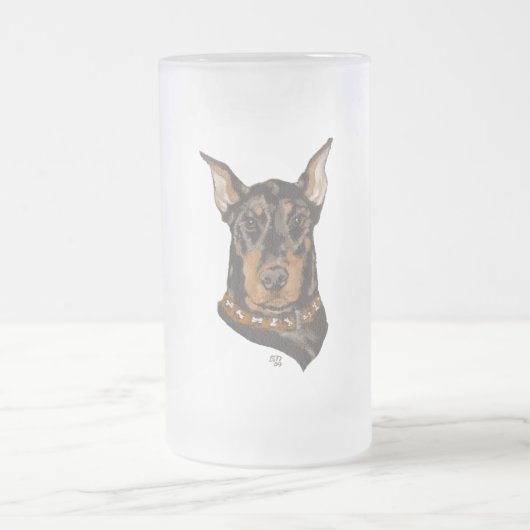 Dobermann Pinscher kopstudie Matglas Bierpul (Center)