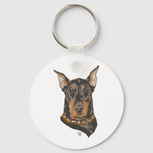 Dobermann Pinscher kopstudie Sleutelhanger