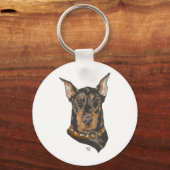 Dobermann Pinscher kopstudie Sleutelhanger (Voorkant)