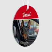 Dobermann Pinscher met naam en foto Kerstmis Ornament (voorkant)