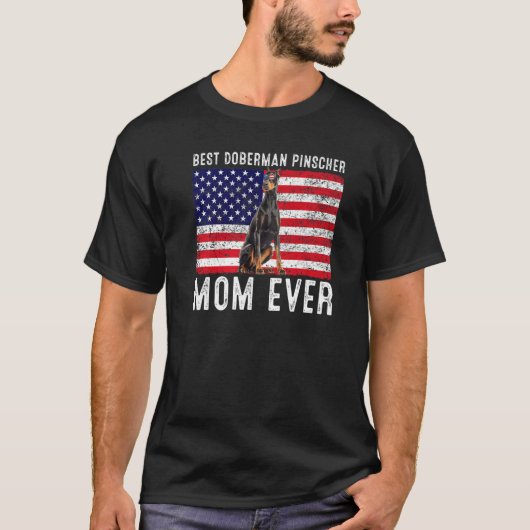 Dobermann Pinscher Moeder Vs Amerikaanse Vlag Hond T-shirt (Voorkant)
