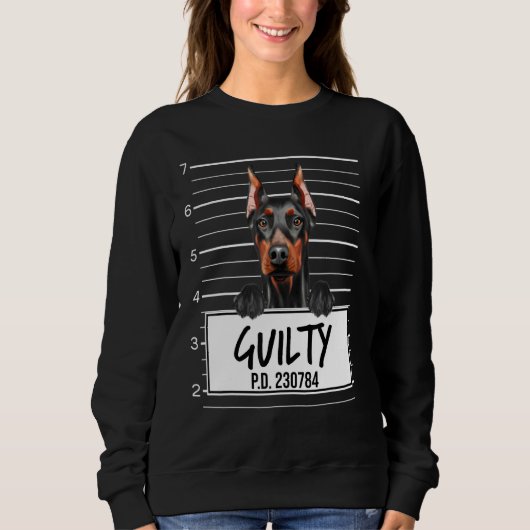 Dobermann Pinscher Mugshot Schuldige Hond Trui (Voorkant)