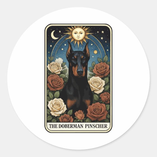 Dobermann-pinscher Ronde Sticker (Voorkant)