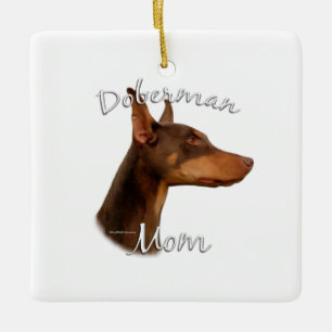 Dobermann Pinscher (rood) Moeder 2 Keramisch Ornament