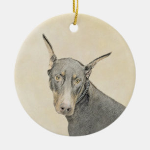 Dobermann Pinscher Schilderij - Originele Honden K Keramisch Ornament