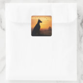 Dobermann Pinscher Silhouet Zonsondergang Vierkante Sticker (Tas)