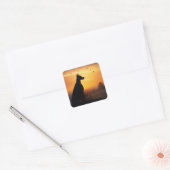 Dobermann Pinscher Silhouet Zonsondergang Vierkante Sticker (Envelop)