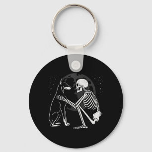 Dobermann Pinscher Skelet Maan Halloween Hond Sleutelhanger
