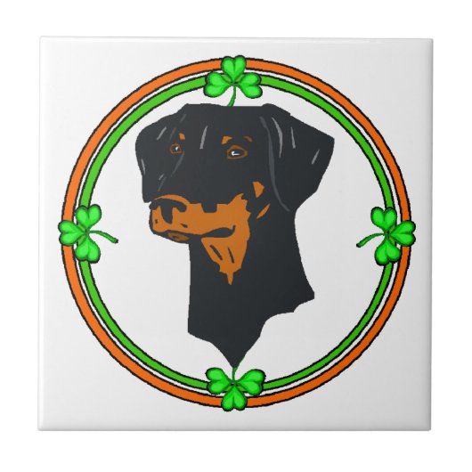 Dobermann Pinscher St. Patrick Tegeltje (Voorkant)