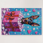 Dobermann Pinscher Valentijnsdag Marshmallow Legpuzzel (Horizontaal)