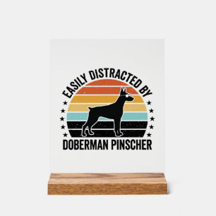 Dobermann Pinscher Vintage Sunset Grafisch T-shirt Acryl Bord