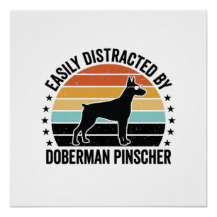 Dobermann Pinscher Vintage Sunset Grafisch T-shirt Perfect Poster