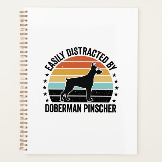 Dobermann Pinscher Vintage Sunset Grafisch T-shirt Planner (Voorkant)