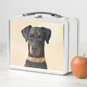Dobermann Pinschergeschilderd origineel kunstwerk (In situ)